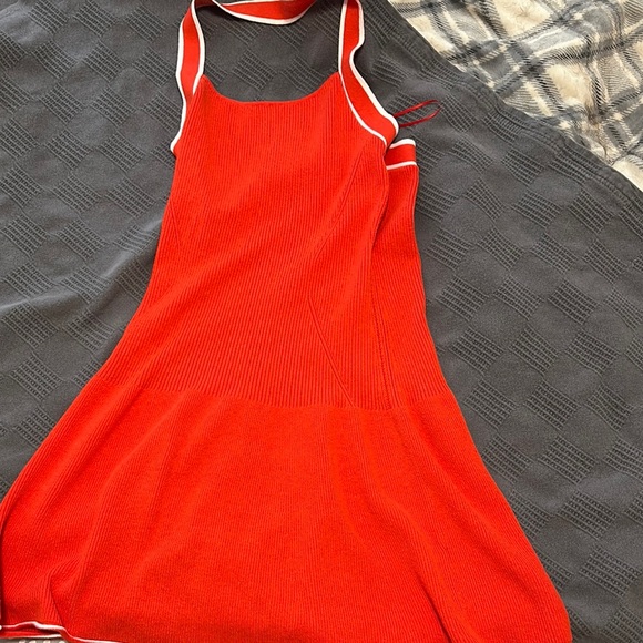 Anthro Red Halter Dress with White Trim - Picture 6 of 6